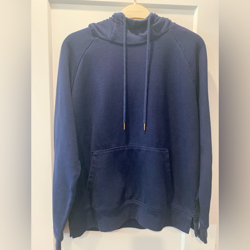 Navy high neck hoodie. Size large. - Picture 2 of 9